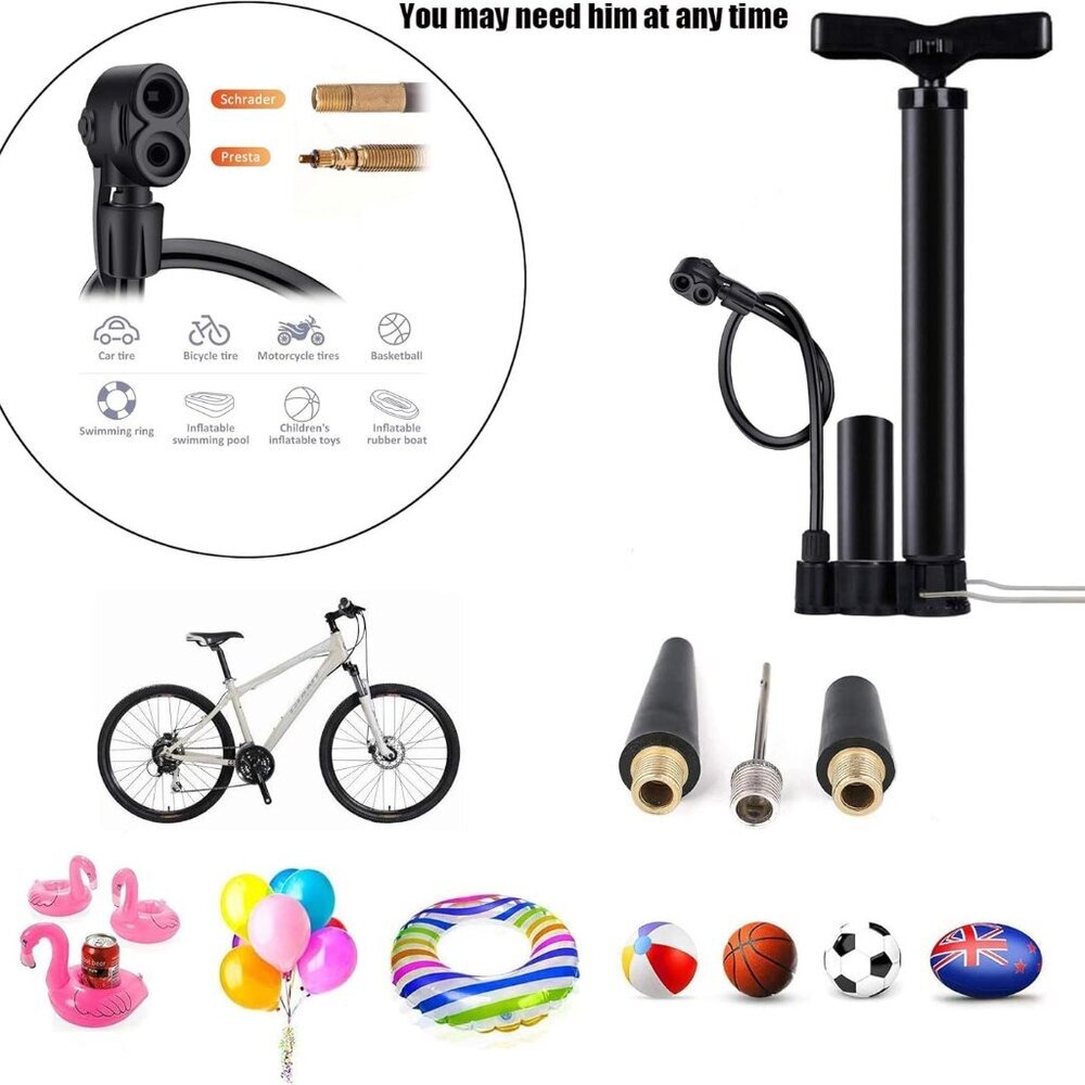 Bicycle Pump, Bike Floor Pump with Gauge Inflator for Presta and Schrader Valve - Picture 6 of 7